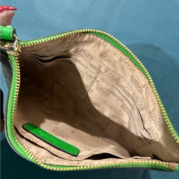 Michael Kors Vibrant Green and Tan Wristlet - Picture 3 of 3